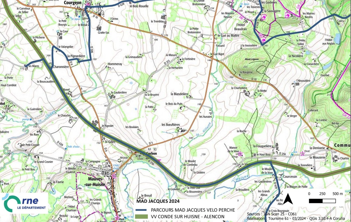 Parcours de la Mad Jacques sur la Véloscénie ©CD61