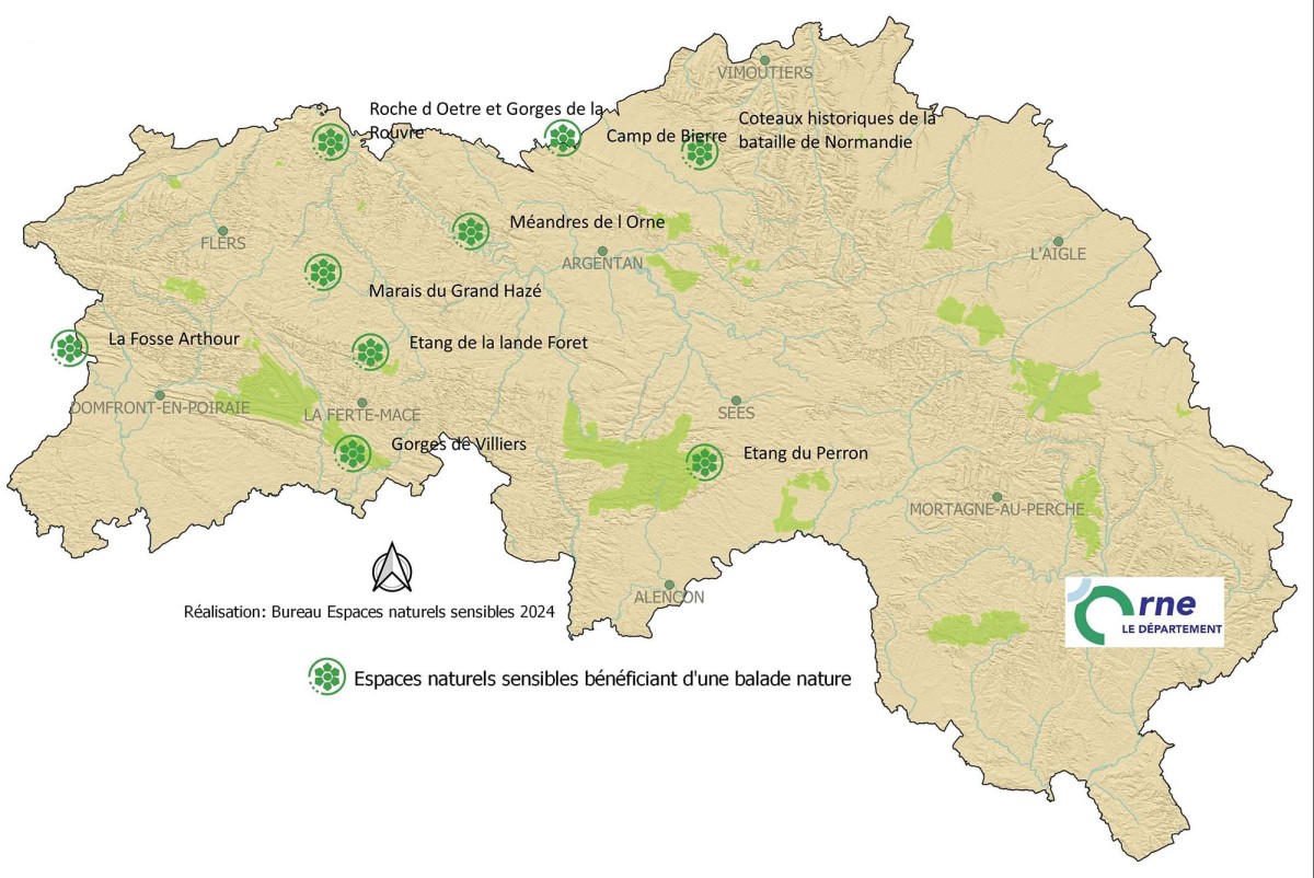 Carte des balades dans les ENS en octobre 2024 ©CD61